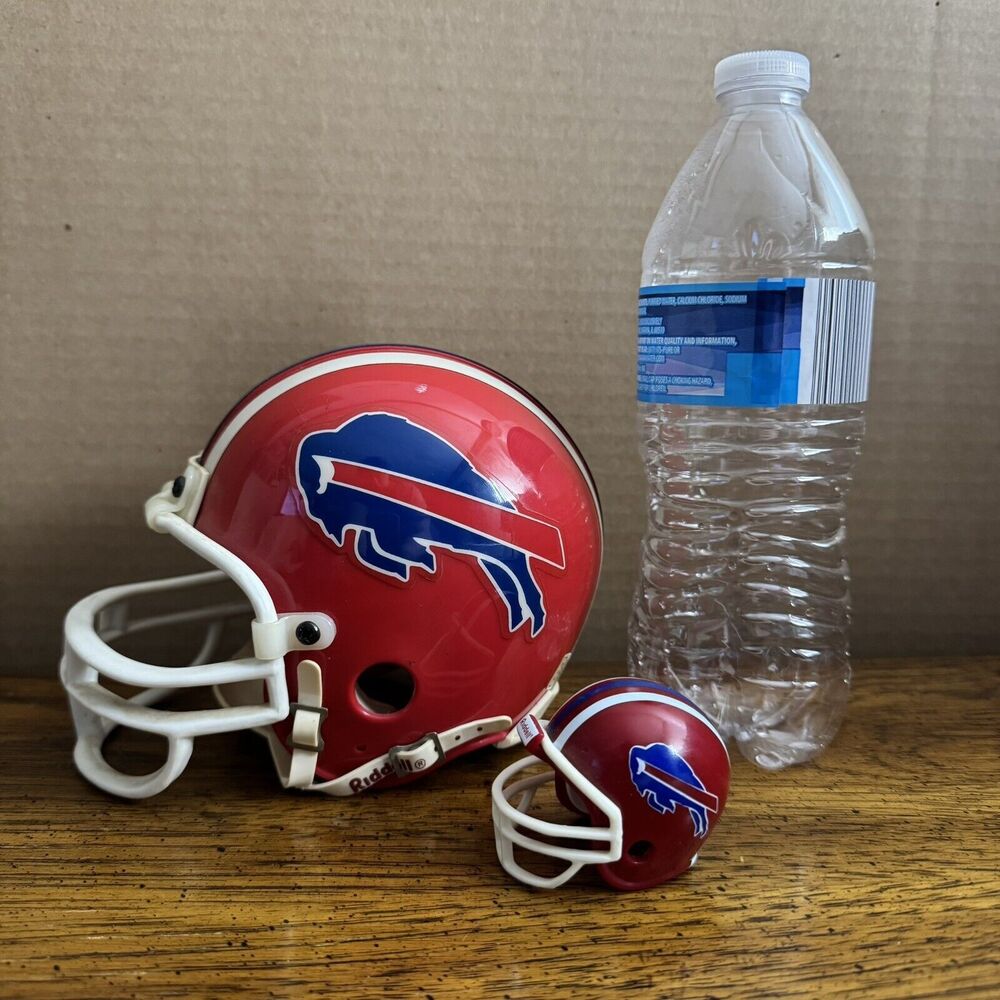 Buffalo‎ Bills NFL Riddell 3 5/8 Red Football Helmet & Miniature 2” Vintage READ